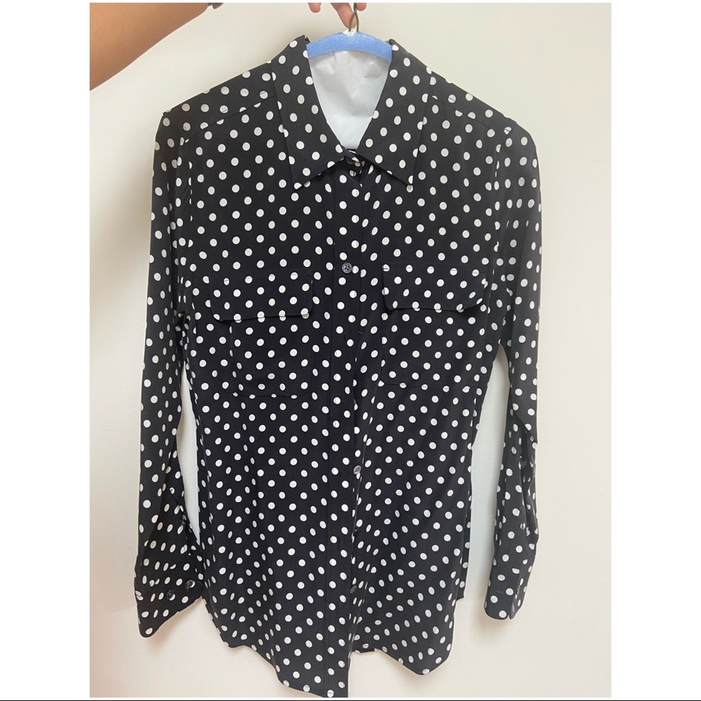 Equipment Black Multi Slim Signature Silk Shirt